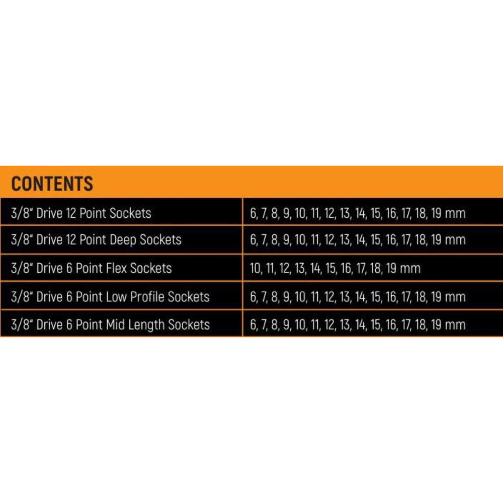 GEARWRENCH 66Pc 3/8in. Drive Metric Socket Set In EVA Tray