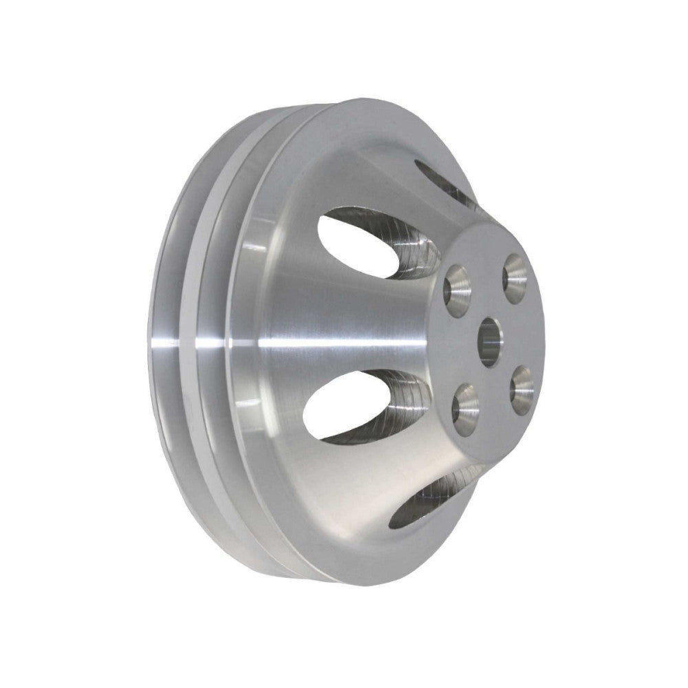 TSP Pulley–Long Water Pump Double Groove-Chev SB-Polished Alloy #TSP8856