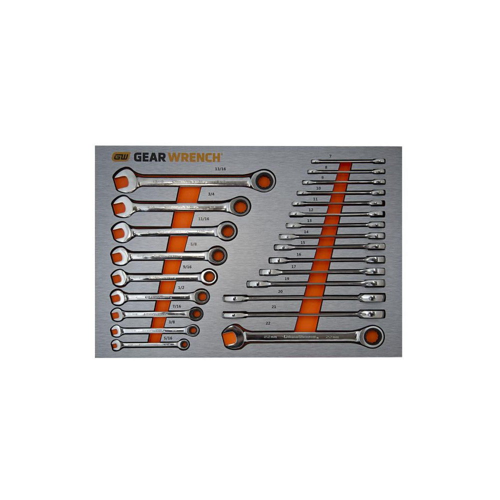 GEARWRENCH 24 Pc. Ratcheting Wrench Metric & SAE Set In EVA Tray