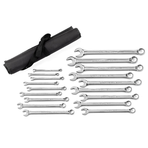 GearWrench Wrench Set Combination Non-Ratcheting Long Pattern Roll MET 18Pc