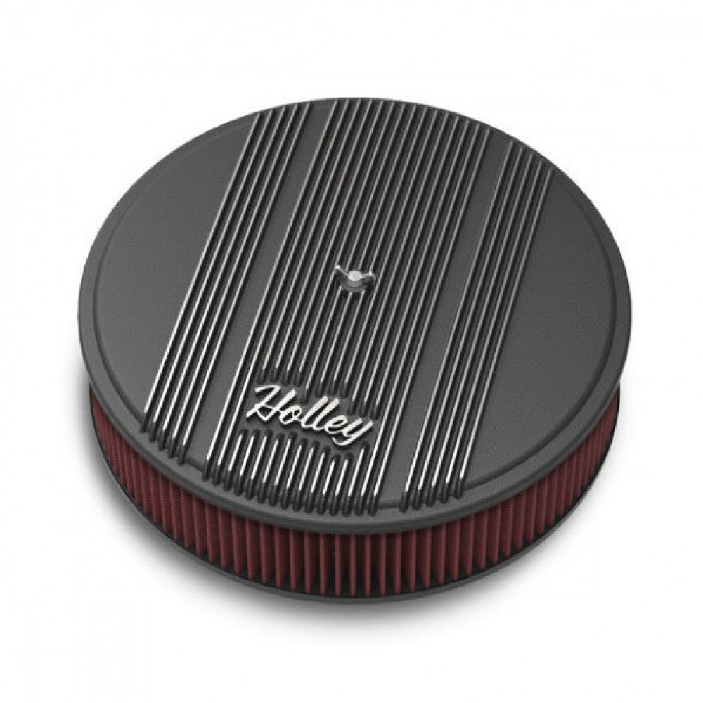 Holley 14 x 3" Round Finned Air Cleaner Vintage Series Black #120-153