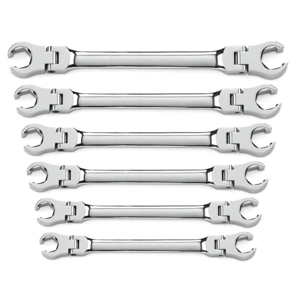 GearWrench Wrench Set Flex Flare Nut Non-Ratcheting Rack MET 6Pc