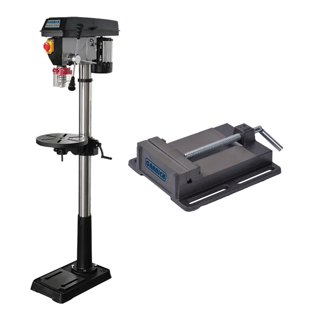 Garrick Workshop Pedestal Drill Press 16mm & 25mm Drill Vice