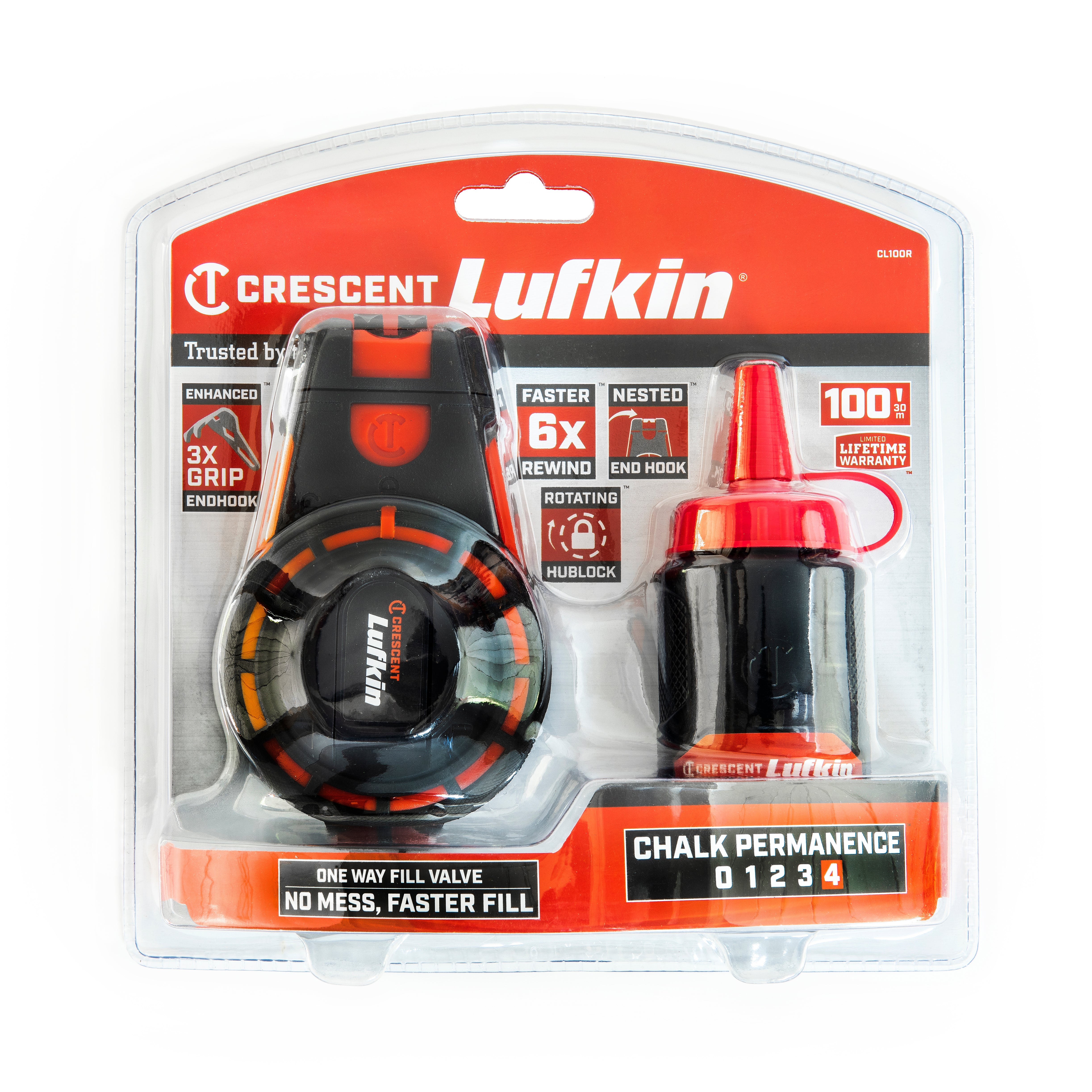 Crescent Lufkin 30M Overmold Reel With Red Chalk 85G / 3oz