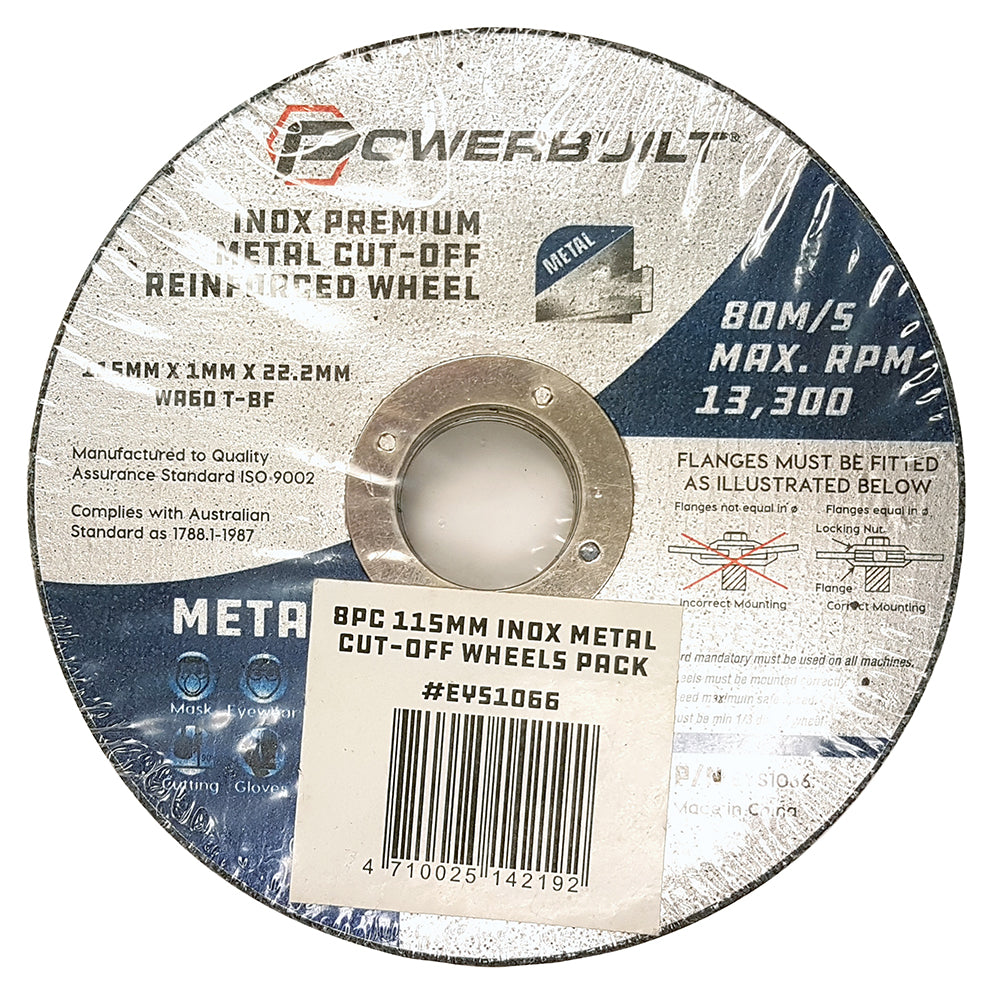 8pPc 115mm x 1mm Inox Cut Off Wheel Pack