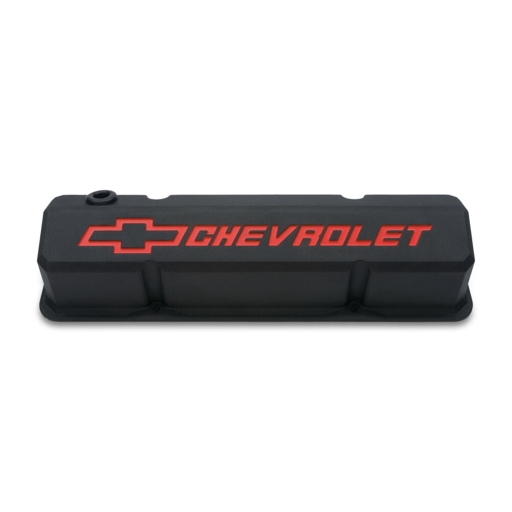 Proform Valve Covers Aluminum Black Slant-Edge Chev Bowtie Chev SB #141-928