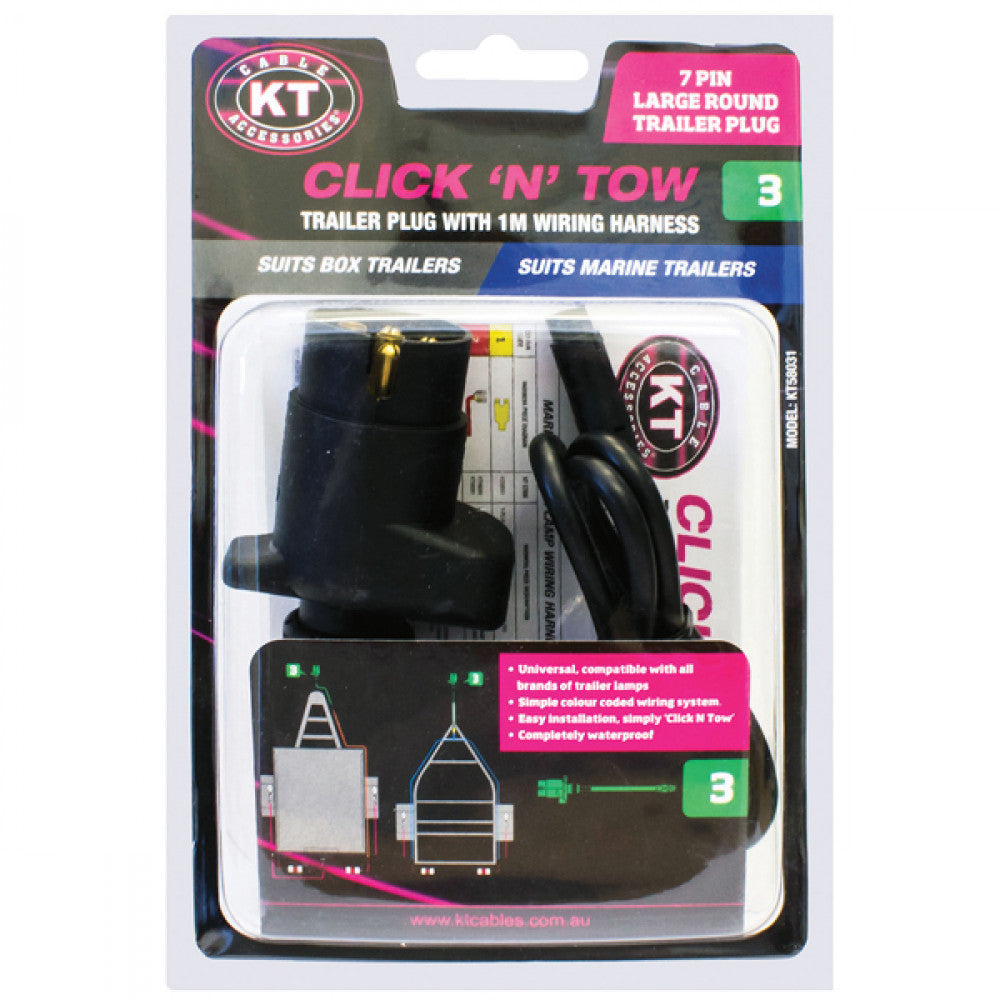 Kt C'N'T 7-Pin Lrg Rnd Trailer Plug Conn.-1M (#3)*