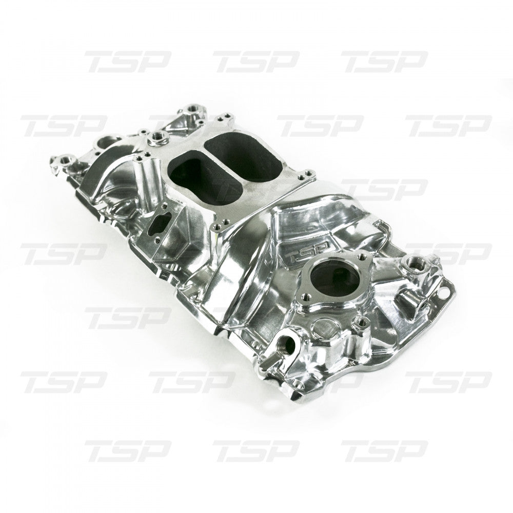 TSP CHEVY SMALL BLOCK POLISHED ALUMINUM DUAL PLANE INTAKE MANIFOLD #82000