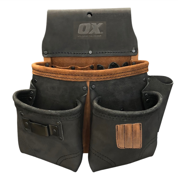 OX Pro Tan & Black Leather Fasteners Pouch - 11 Pocket
