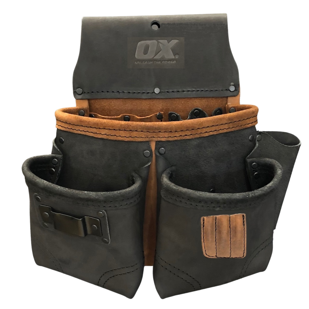 OX Pro Tan & Black Leather Fasteners Pouch - 11 Pocket