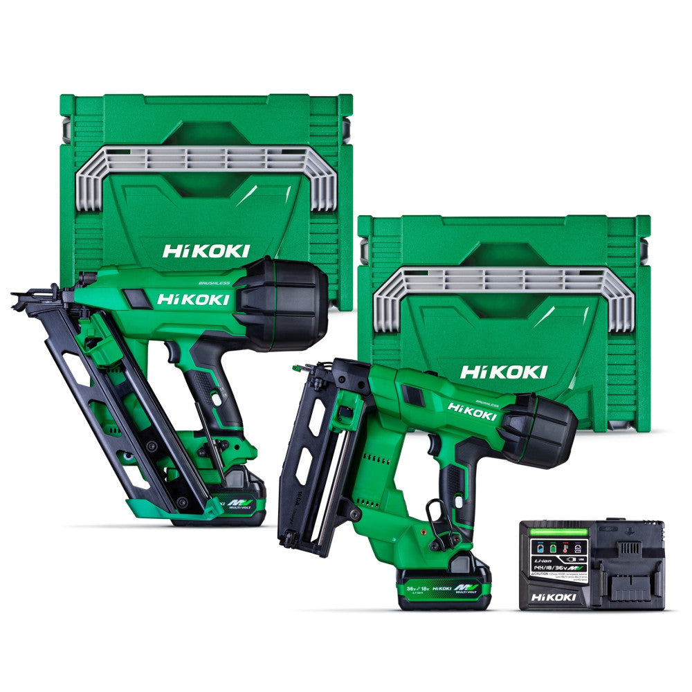 HiKOKI 18V Gasless Framing Nailer & 16GA Straight Brad Nailer Kit