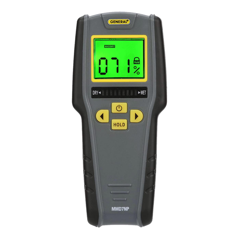 GENERAL Pinless LCD Moisture Meter With Tricolor Bar Graph