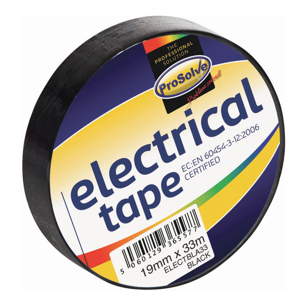 Prosolve Electrical Tape Black 19mm x 33M - 10 Rolls