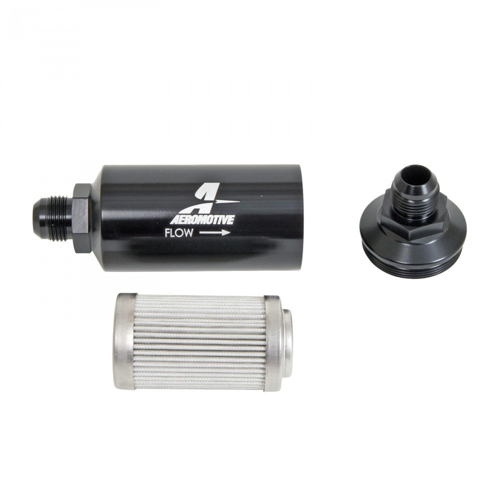 Aeromotive Fuel Filter Billet 10 Mic An-10 Inline Microglass Element,Black#12385