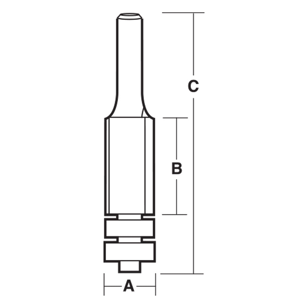 Trim Bit Flush 12.7mm TCT, 2 FLT 1/2 SHK D/BEAR