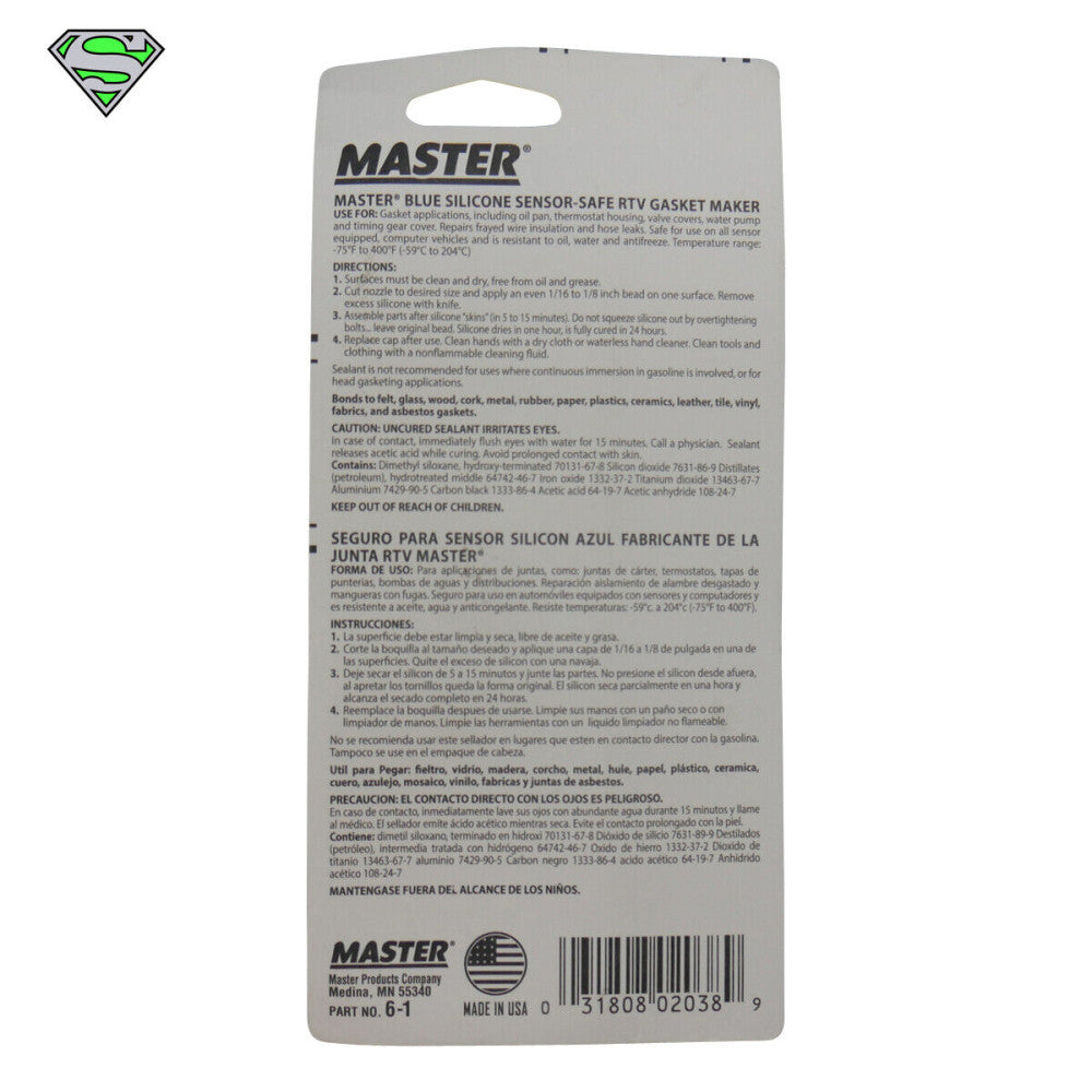 Master RTV Silicone Blue 85g Pressure Resistant Each#MAST61