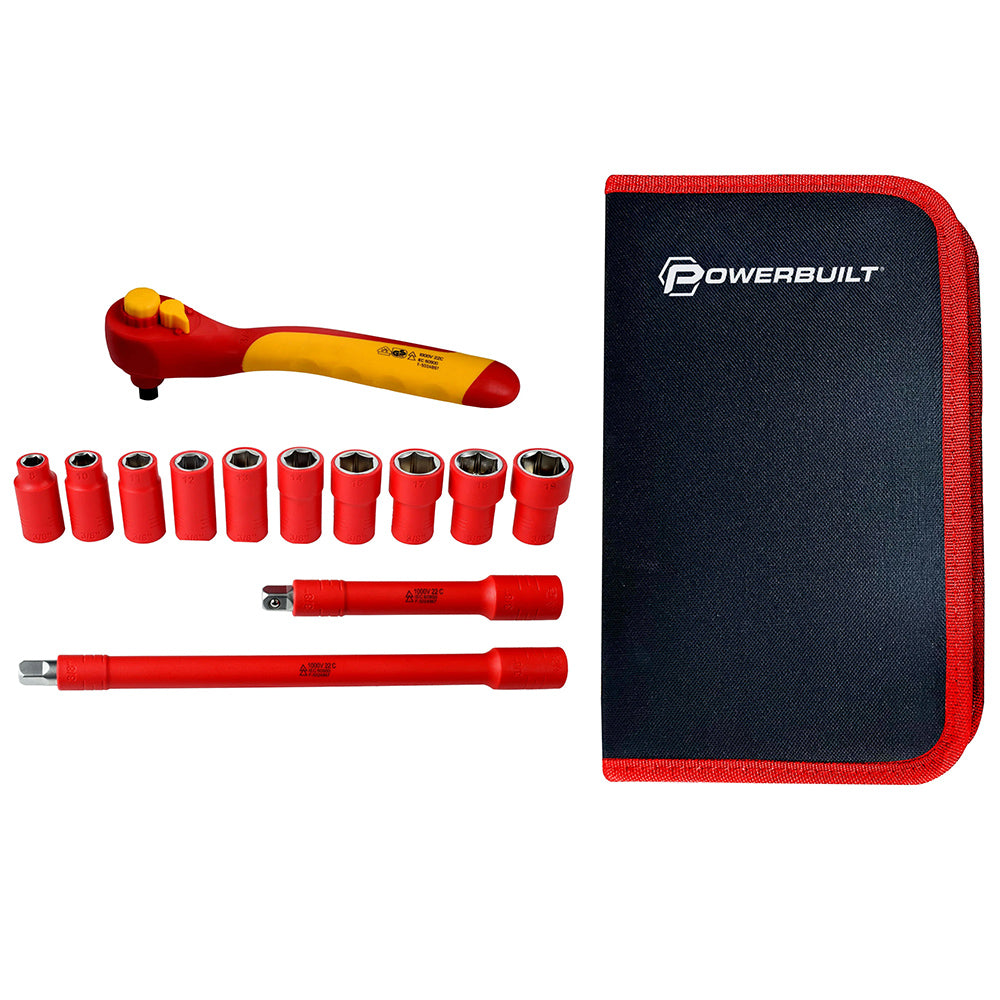 Powerbuilt 3/8" Dr 13pc VDE Socket Set W/Storage Case