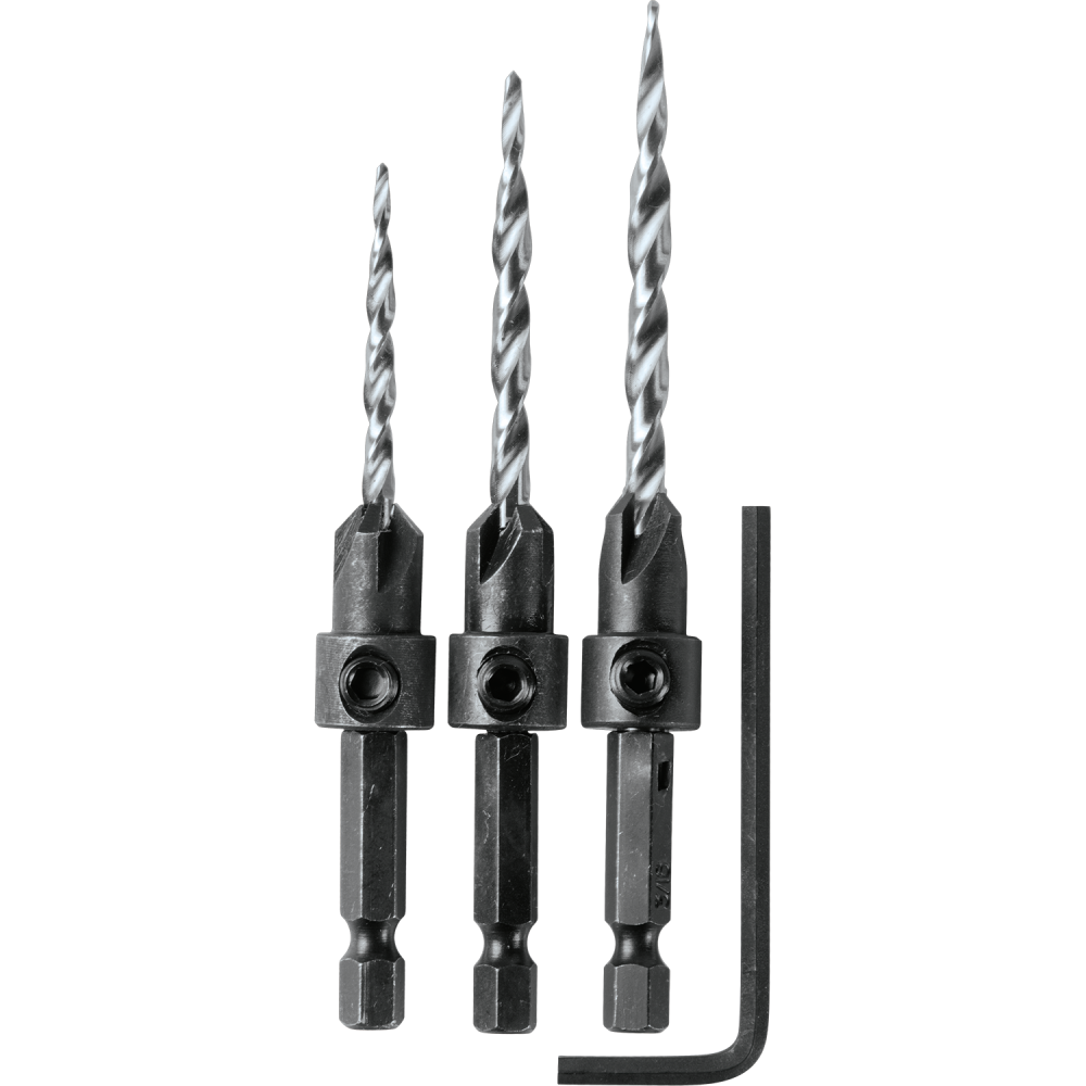 Countersink Drill Bit Set - 3 Piece