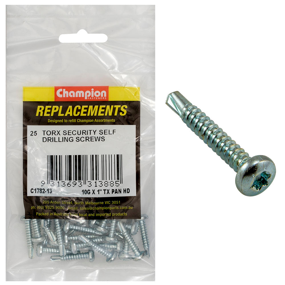 Champion 10G x 1in S/Drilling Screw -Pan -Tx -25 Pack
