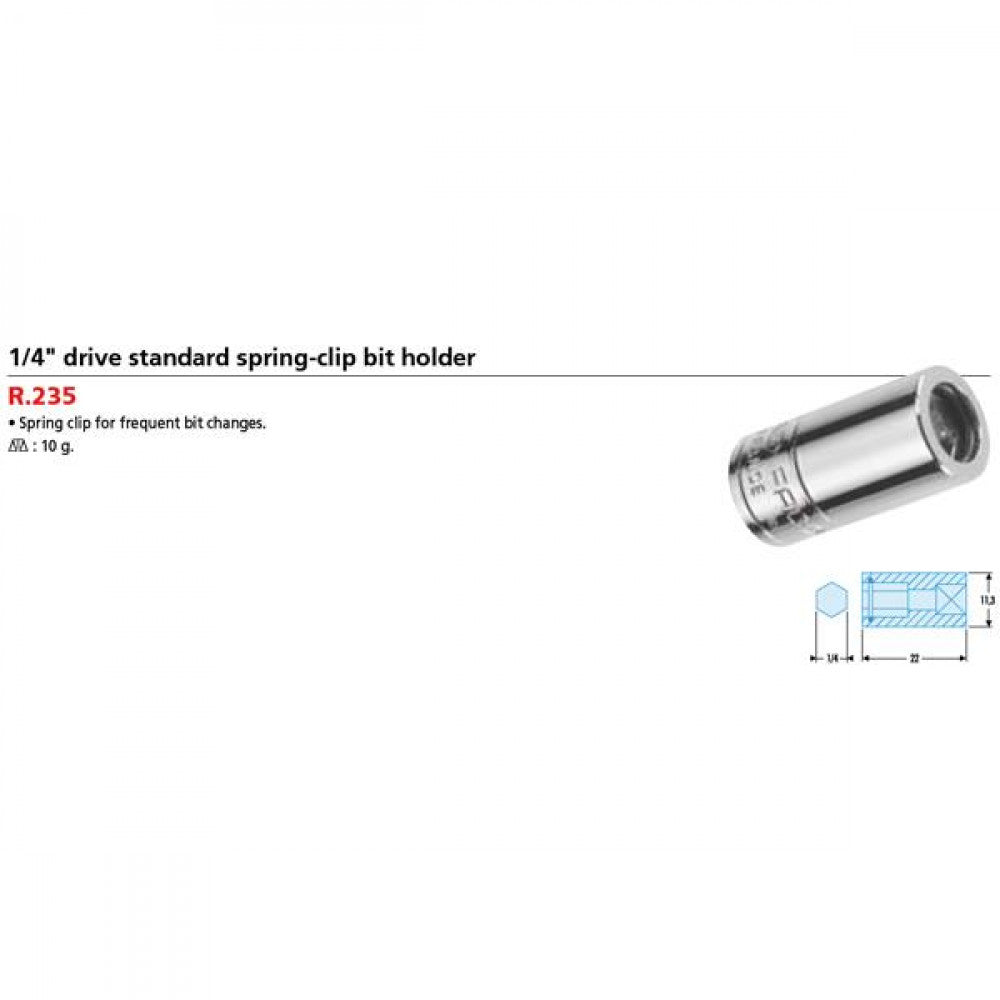 Bit Holder Std 1/4"Dr x 1/4-Hex Facom R.235