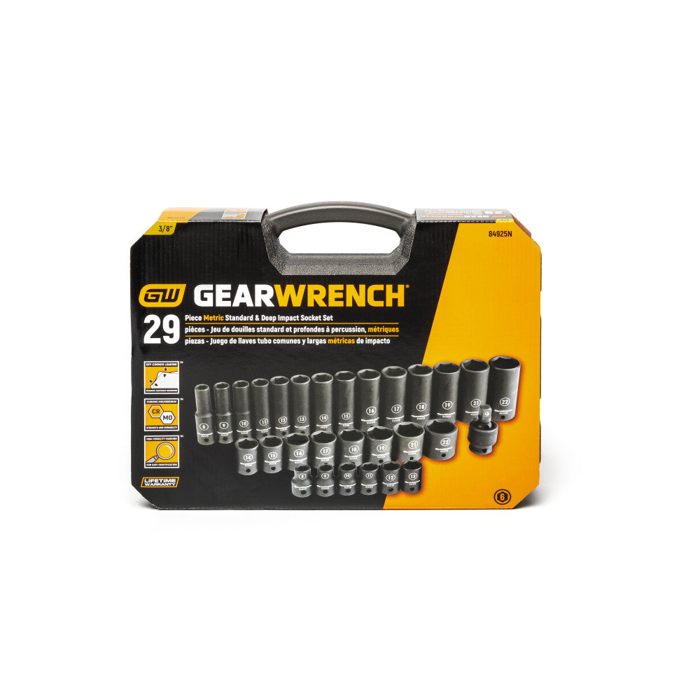 GEARWRENCH 29 Pc. 3/8" Drive 6 Point Standard & Deep Impact Metric Socket Set