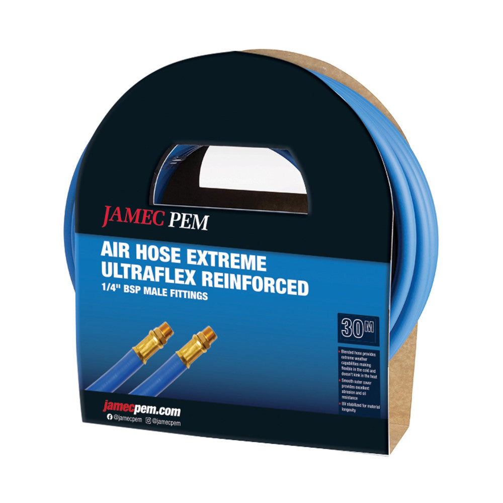 Jamec Extreme Ultraflex Air Hose 10mm x 30m 1/4" BSP Male Fittings