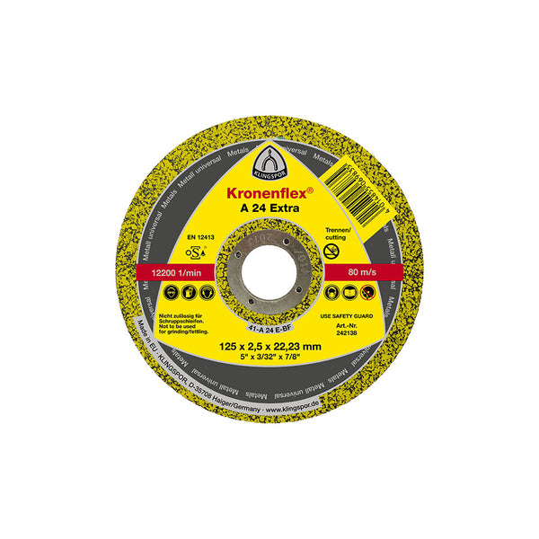 Klingspor A24 Extra Metal Cutting Disc Flat - 125mm x 2.5mm (25pk)