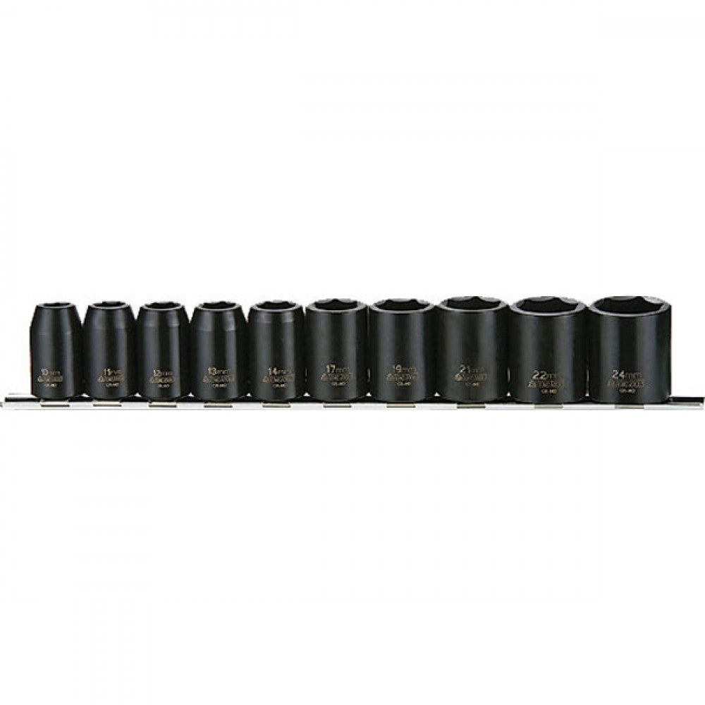 Teng 10Pc 1/2in Dr. Std. Impact Socket Set 10-24mm