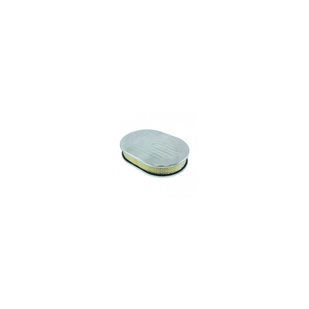 TSP 12" POLISHED ALUMINUM BALL MILLED OVAL AIR CLEANER KIT WITH FLAT BASE #8411