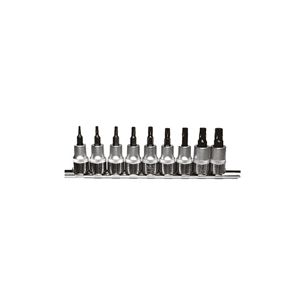 T&E Tools 3/8" Dr. 9Pc Tamper Torx Socket Set T10-T50