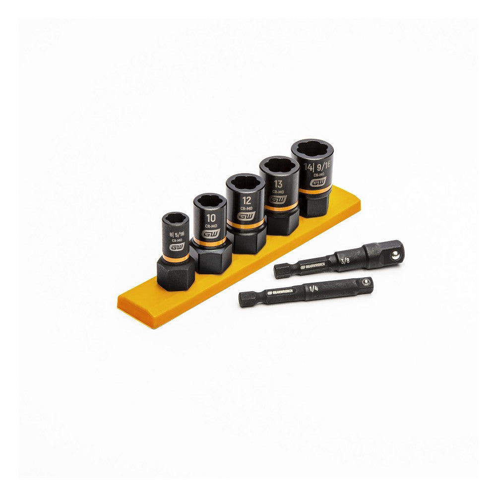 7 Pc. 1/4" & 3/8" Drive Metric Bolt Biter Impact Extraction Socket Set