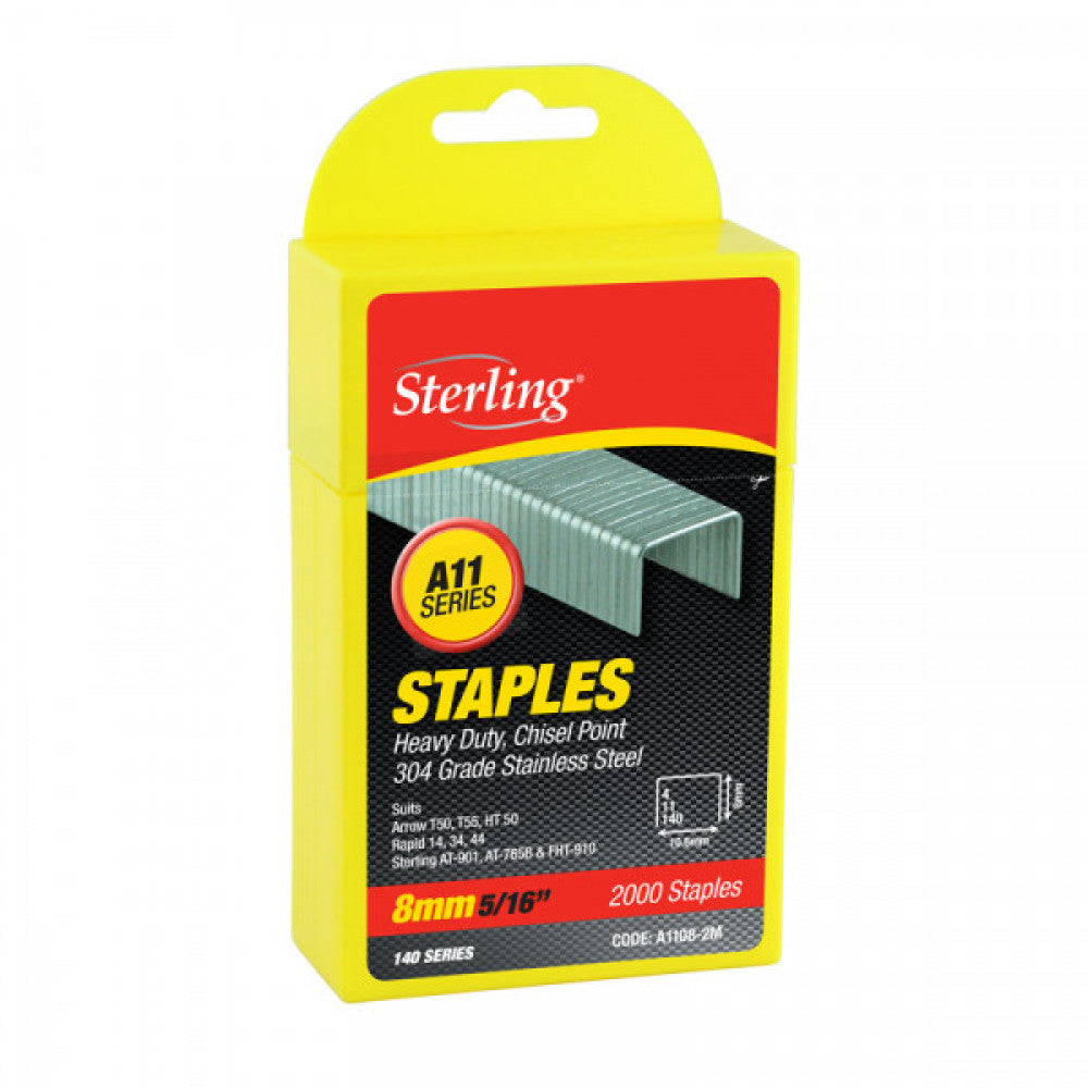 Sterling 140 Series Plastic Box Staples 8mm x 2000