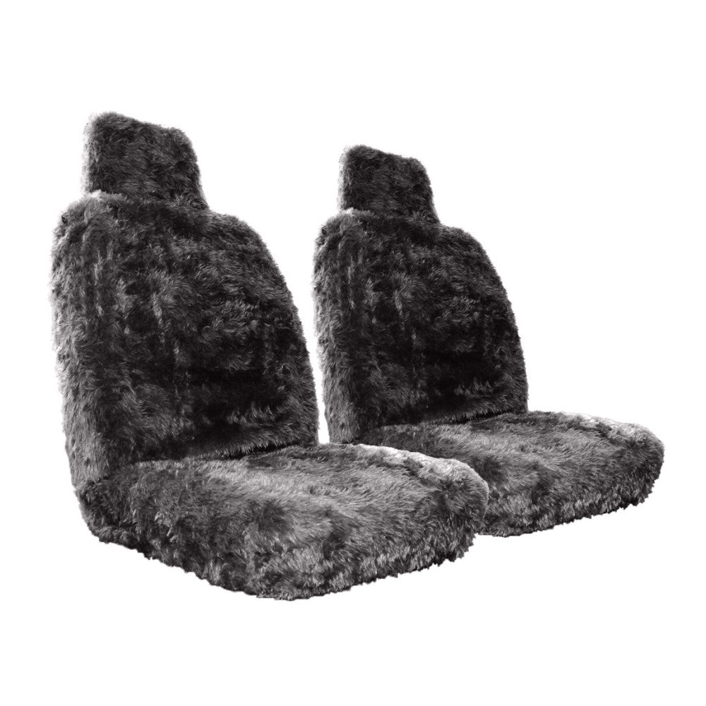 Alpine Plush Grey High Back Front Seat Cover Pair