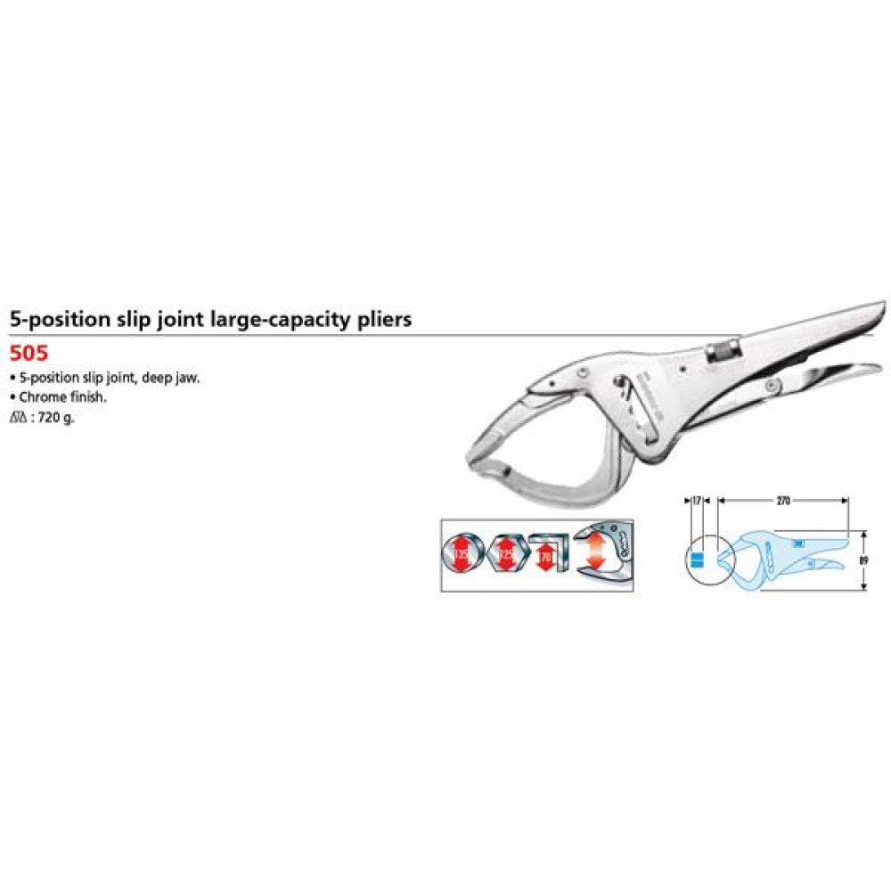 Plier Lock-Grip Large 270mm Facom 505A Large Deep Jaw