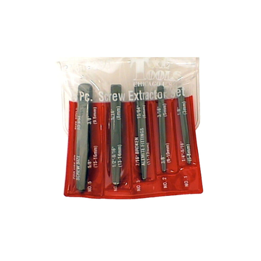 T&E Tools Screw Extractor Set 5pc Square Type