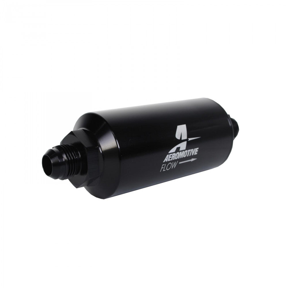Aeromotive Fuel Filter Billet 10 Mic An-08 Inline Micro Glass Element, Black