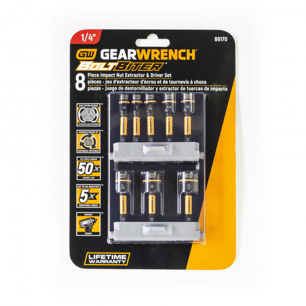 GEARWRENCH 8 Pc. Bolt Biter™ Nut Extractor & Driver Set 86170