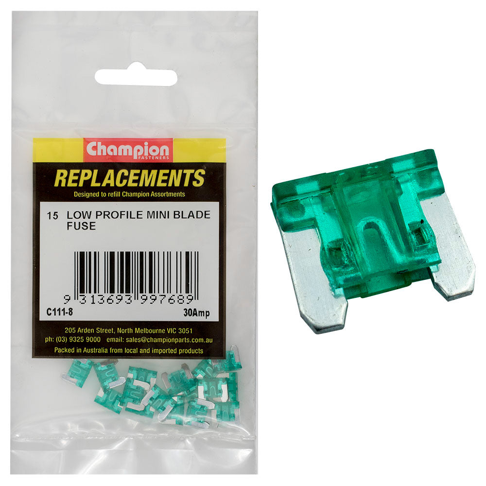 Champion 30Amp Low Profile Mini Blade Fuse (Green)