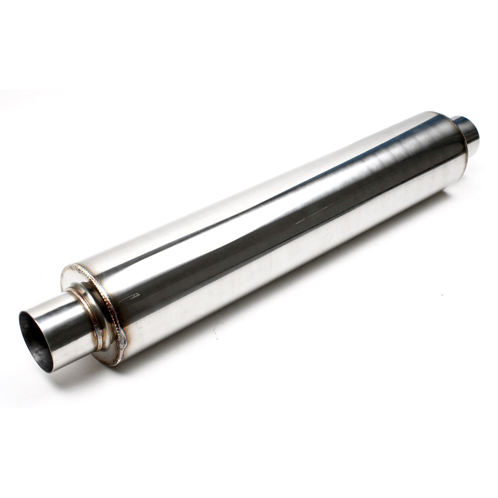 2.0" I.D Inlet/Out 18" Body Resonator Stainless Wool Packed (304 Stainless)