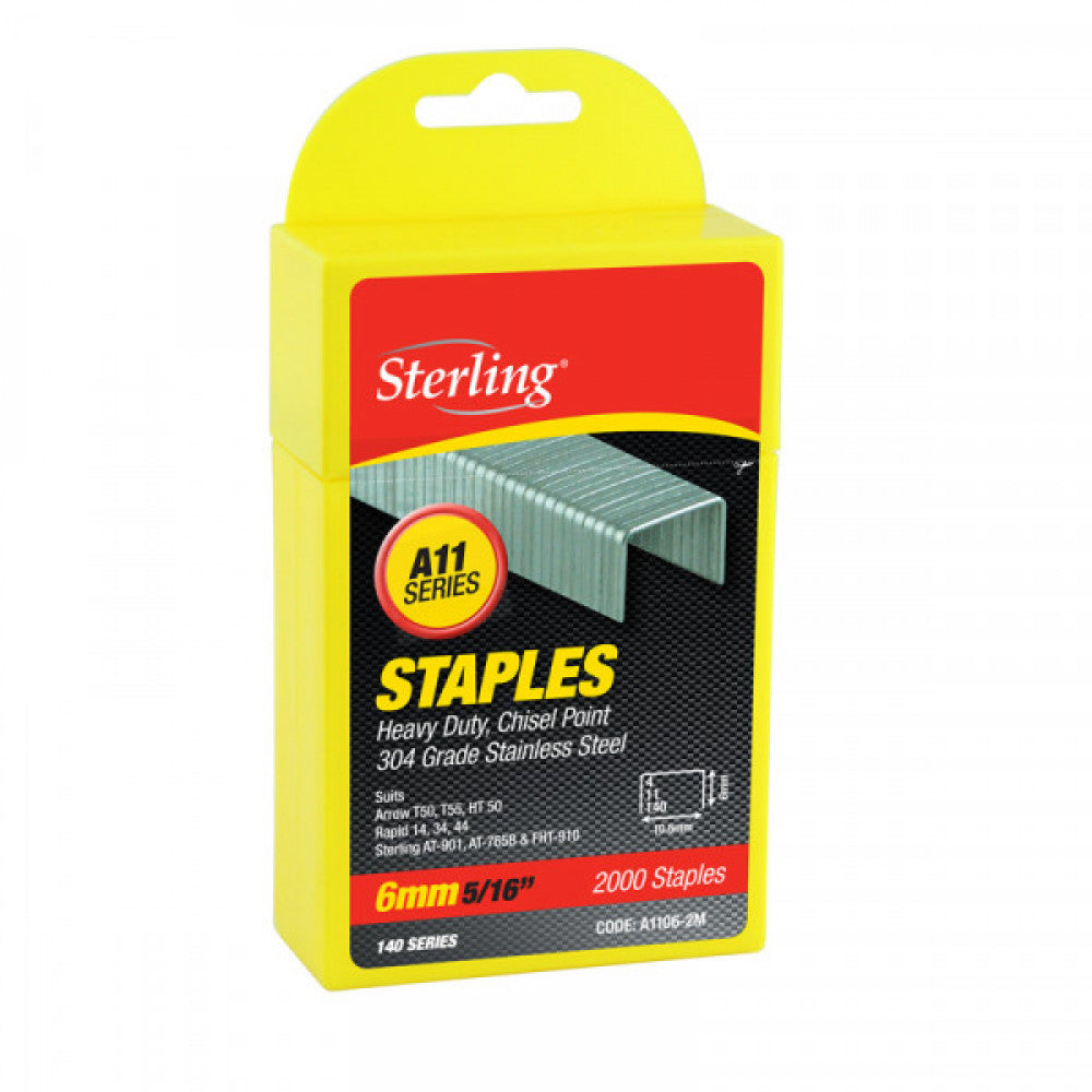 Sterling 140 Series Plastic Box Staples 6mm x 2000
