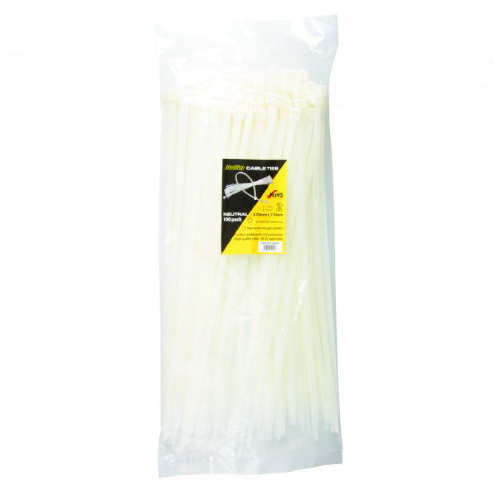 Stanway 370mm x 7.5mm Natural Cable Tie 100Pk