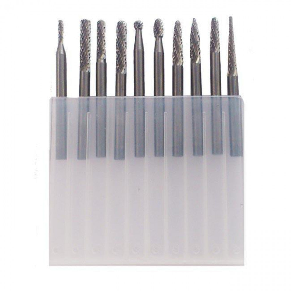 Carbide Burr Set 3mm Shank 10 Pce Small Head Series