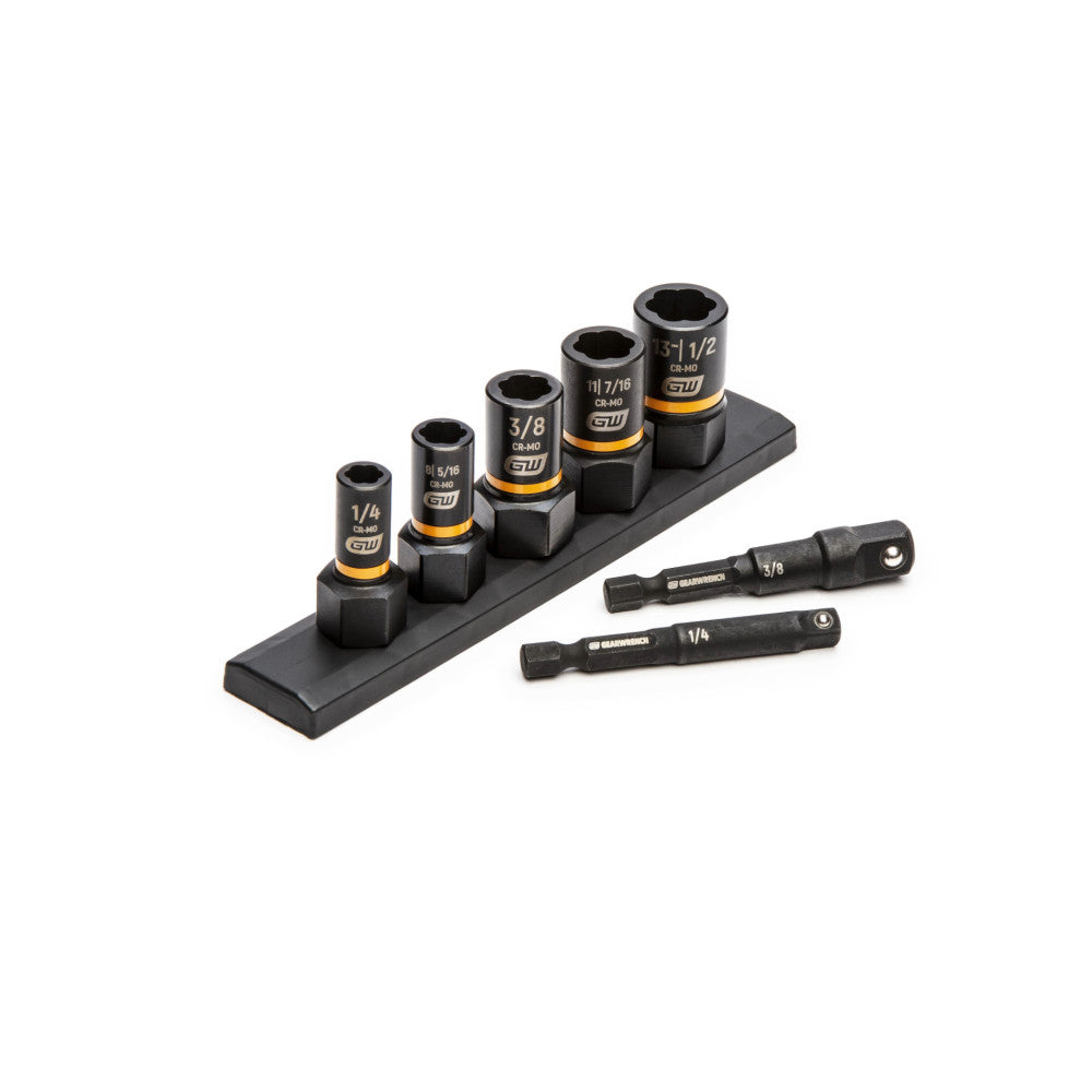 GEARWRENCH 7Pc 1/4 & 3/8 in. Drive SAE Bolt Biter™ Impact Extraction Socket Set