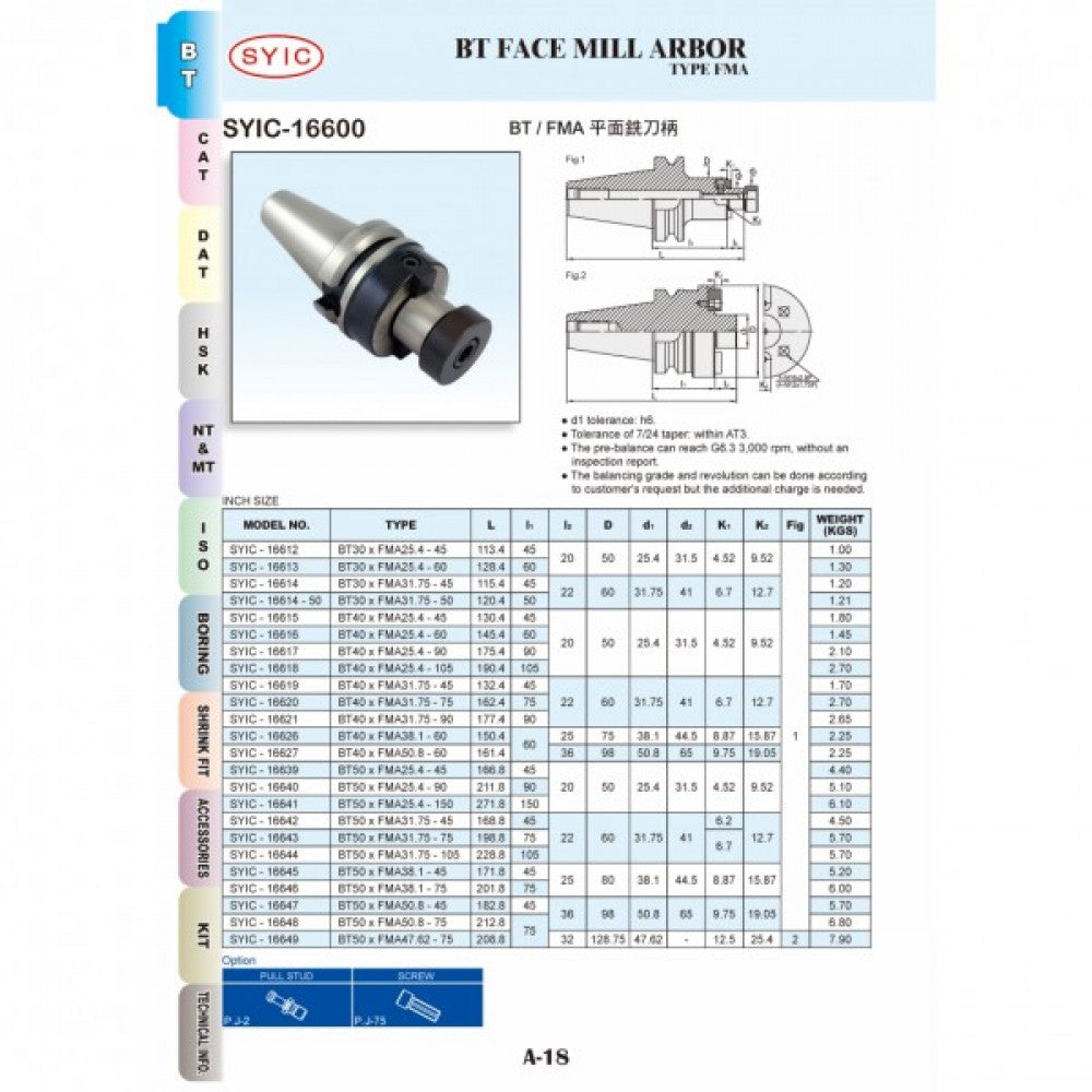 BT50x27x45mm Shell Mill Arbor