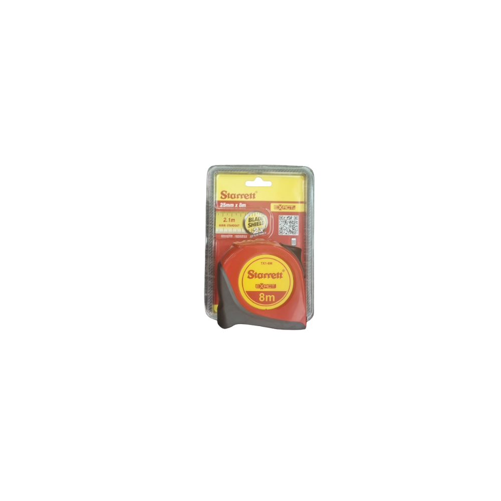 Starrett 8M Tape Measure (ABS Case With Rubber Bottom)