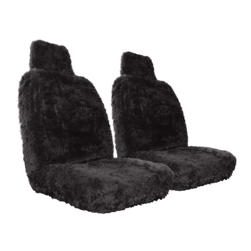 Alpine Plush Black High Back Front Seat Cover Pair