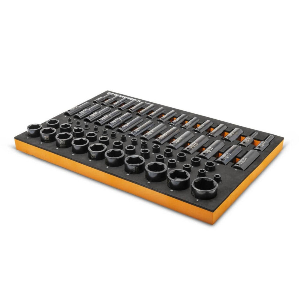 GEARWRENCH 66Pc 1/4 3/8 & 1/2in. Drive 6 Point Metric Impact Socket Set