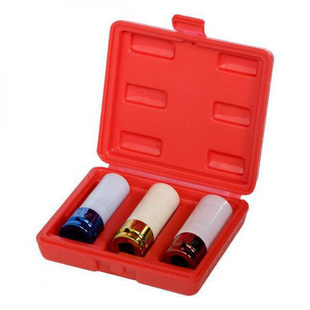 Impact Socket Set Thin Wall 1/2"Dr 17mm 19mm 21mm 3Pce In Plastic Box