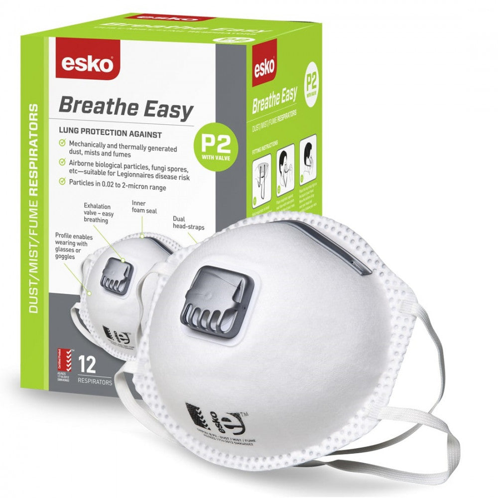 Breathe Easy P2 Valved Dust Mask (12pk)