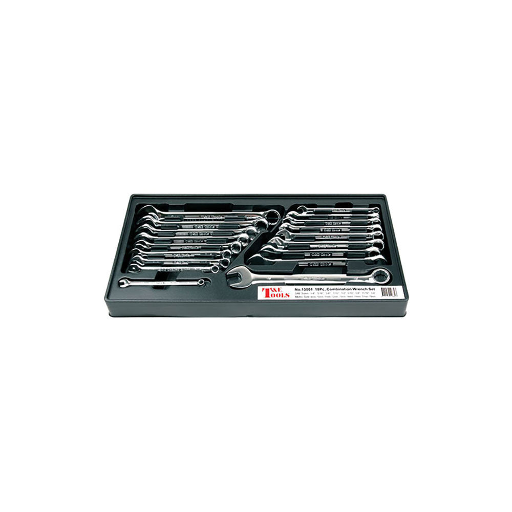 T&E Tools 18Pc SAE Combination Wrench Set